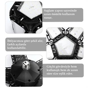 Ledx Ayarlanabilir Açılı 5 Kanatlı 148 Smd Ledli Galaxy Projektör Işığı 60W 6600 Lumen E27 32cm Çap