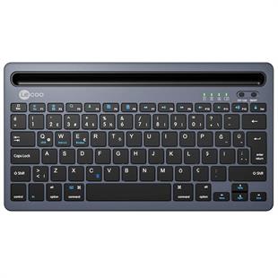 Lenovo Lecoo BK100 Bluetooth V3.0 Çoklu Cihaz Uyumlu Şarj Edilebilir Kablosuz Gri Türkçe Q Klavye