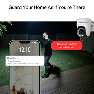 MERCUSYS 3mp 4mm Kablosuz Wıfı Pan-Tilt Harici IP Kamera MC510