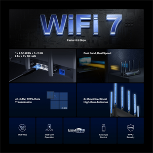 MERCUSYS MR37BE WIFI7 BE6500 Çift Bant Router