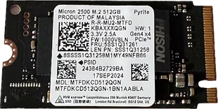 MICRON 512GB 2500 MTFDKCD512QGN 4200-2000MB/s 2242 M2 NVME GEN4 Disk Kutusuz