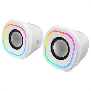 MIKADO MD-180 2.0 3W*2 Beyaz RGB Aydınlatmalı USB + 3.5mm USB 5V Speaker Hoparlör