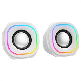 MIKADO MD-180 2.0 3W*2 Beyaz RGB Aydınlatmalı USB + 3.5mm USB 5V Speaker Hoparlör