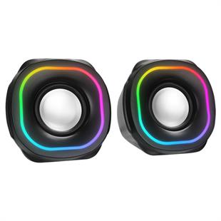 MIKADO MD-180 2.0 3W*2 Siyah RGB Aydınlatmalı USB + 3.5mm USB 5V Speaker Hoparlör