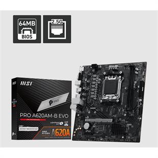 MSI PRO A620AM-B EVO DDR5 6800MT/S 1XHDMI 1XVGA 1XM.2 USB MATX AM5 (AMD AM5 9000/8000/7000 SERİ İLE UYUMLU)