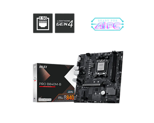 MSI PRO B840M-B DDR5 HDMI-VGA PCIE 4.0 AM5 mATX