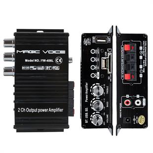 MagicVoice YW-406L 12 Volt 100 Watt Motosiklet Bluetooth Amfi USB/SD 2 Kanal Pazarcı - Anfi (154X80X42Mm)