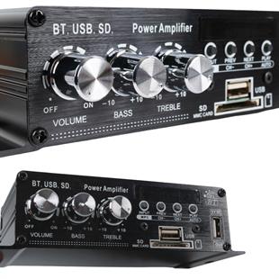 MagicVoice YW-406L 12 Volt 100 Watt Motosiklet Bluetooth Amfi USB/SD 2 Kanal Pazarcı - Anfi (154X80X42Mm)