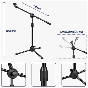 Magicvoice MV-31684 Profesyonel 1000 Mm - 700 Mm Ayarlanabilir Mikrofon Boy Sehpası