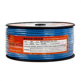 MagicVoice B96 Profesyonel Tek Damarlı Blendajlı Enstrüman Mikrofon Kablosu Mono 100 Metre (Açık Mavi)