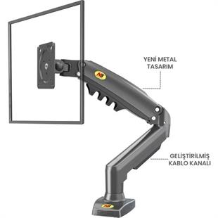 N.Bayou F80 amortisörlü monitör masa siyah kol