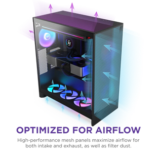 NZXT H7 FLOW 2024 CM-H72FB-R1 RGB Gaming EATX PC Kasası