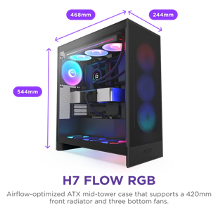 NZXT H7 FLOW 2024 CM-H72FB-R1 RGB Gaming EATX PC Kasası