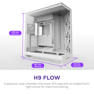 NZXT H9 FLOW 2025 CM-H92FW-01 Gaming Mid-Tower PC Kasası Beyaz