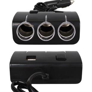 Olesson 1506 12-24V Çift USB Girişli 120W 80 CM Kablolu 3LÜ Araç Çakmak Çoklayıcı