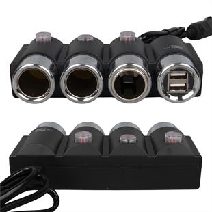 Olesson 1508 12-24V Çift USB Girişli 120W 80cm Kablolu 3lü Araç Çakmak Çoklayıcı