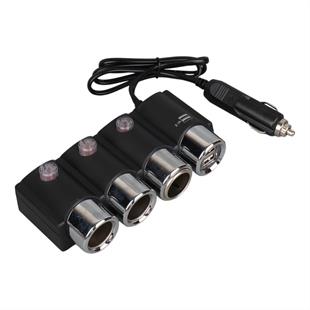 Olesson 1508 12-24V Çift USB Girişli 120W 80cm Kablolu 3lü Araç Çakmak Çoklayıcı