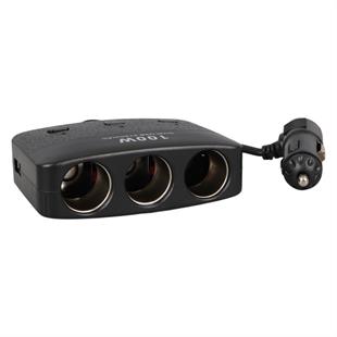 Olesson 1636 12-24V Çift USB Girişli 100W 70 CM Kablolu 3LÜ Araç Çakmak Çoklayıcı