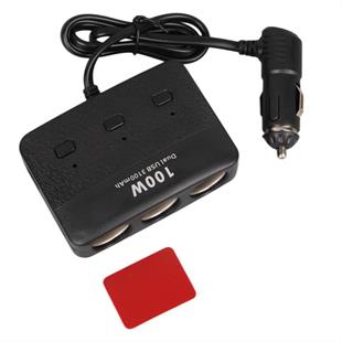 Olesson 1636 12-24V Çift USB Girişli 100W 70 CM Kablolu 3LÜ Araç Çakmak Çoklayıcı