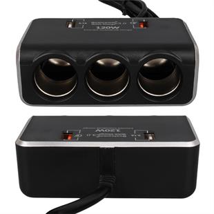 Olesson 1639 12-24V Çift USB Girişli Hızlı Şarj Destekli 120W 80cm Kablolu Dijital Voltaj Ekranlı 3lü Araç Çakmak Çoklayıcı