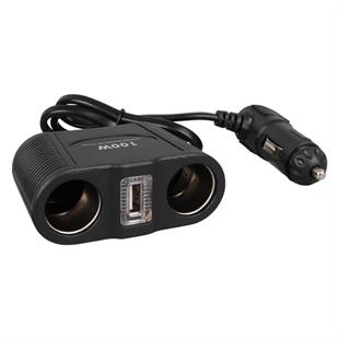 Olesson 1645 12-24V Tek USB Girişli 100W 70cm Kablolu 2li Araç Çakmak Çoklayıcı