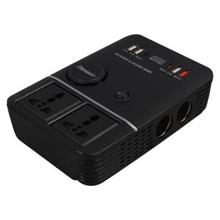 Olesson 1661 DC 12-24V 200W Oto Araç Power İnverter 2x Çakmak Girişi - 2x TYPE-C - 4x USB - 2x 220V Üniversal Priz