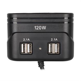 Olesson 1678 12-24V 4 USB Girişli 120W 80cm Kablolu 3lü Araç Çakmak Çoklayıcı