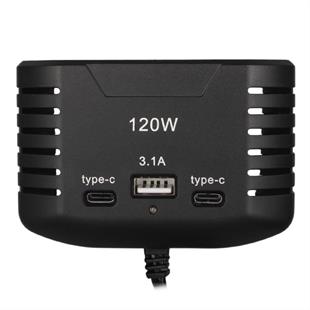 Olesson 2012 12-24V Çift TYPE-C - Tek USB Girişli 120W 80cm Kablolu 3LÜ Araç Çakmak Çoklayıcı