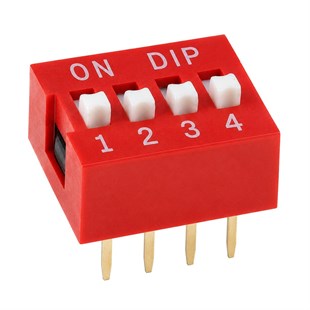 PCB Tip 4lü Kırmızı DIP Switch 2.54mm Pin Aralıklı Devre Anahtarı