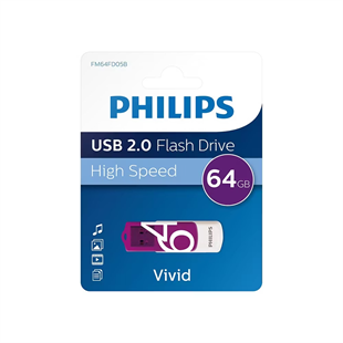PHILIPS 64GB USB 2.0 Vivid FM64FD05B/00 Mor Taşınabilir Bellek