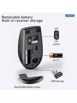 PHILIPS SPK7317 Nano Alıcılı Kablosuz 1600dpi siyah Mouse