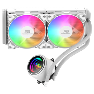 POWERBOOST 240MM CIRCLE 240W PB-LCS-CR240W Rainbow Fanlı AM5-1851p Sıvı Soğutmalı İşlemci Fanı Beyaz