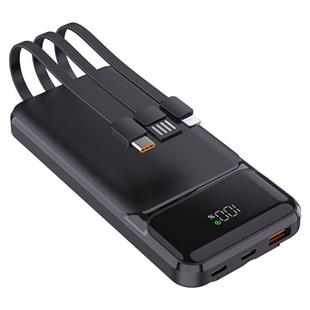POWERBOOST NIGHT 125B 10000mAh 22.5W Dahili Kablolu LCD Siyah Taşınabilir Şarj Cihazı Powerbank
