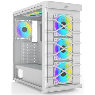 POWERBOOST PB-GR222BW 7-ARGB Fanlı Gaming Mid-Tower PC Kasası Beyaz
