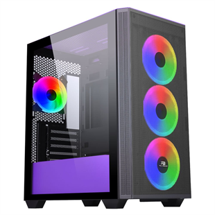 POWERBOOST PB-P2252BP 4-ARGB Fanlı Gaming Mid-Tower PC Kasası Mor-Siyah