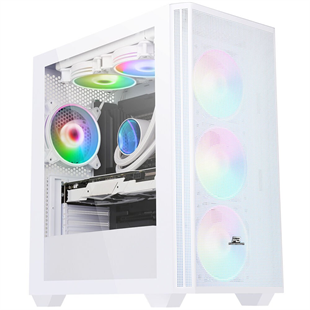 POWERBOOST PB-P2252BW 4-ARGB Fanlı Gaming Mid-Tower PC Kasası Beyaz