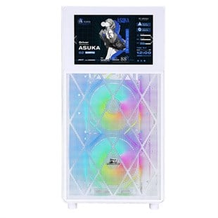 POWERBOOST PB-P4367BW 3-RGB Fanlı LCD Ekranlı Gaming Mid-Tower PC Kasası Beyaz