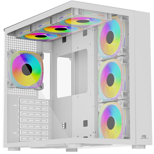 POWERBOOST PB-SS02W Sea View 7-RGB Fanlı Gaming Mid-Tower PC Kasası Beyaz