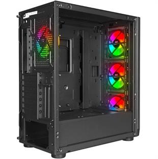 POWERBOOST VK-W001B Gaming Mid-Tower PC Kasası Siyah 360mm Soğutma Desteği