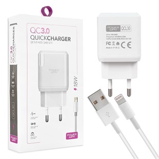 POWERWAY QCL30 HIZLI 3000 MA 18W LIGHTNING ŞARJ KAFA BAŞLIK ADAPTÖRÜ 22549