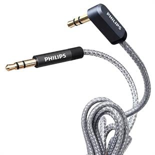 Philips SWR2114F/93 3.5mm AUX Ses Kablosu 1.5 Metre L Tipi Konnektör Örgülü Zırhlı