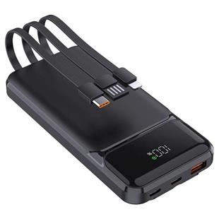 PowerBoost NIGHT 135B 10000mAh 22.5WDahiliKablo LCD GizliLED Siyah Taşınabilir Şarj Cihazı Powerbank