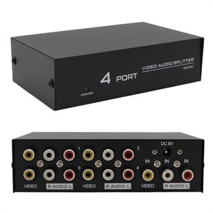 PowerMaster AV-104 4 Port AV CVBS RCA Video Audio Splitter Çoğaltıcı Dağıtıcı