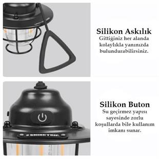 PowerMaster PM-25439 Nostaljik 3 Filament 6 Smd Kamp Çadır Lambası Ampul 1200mAh TYPE-C