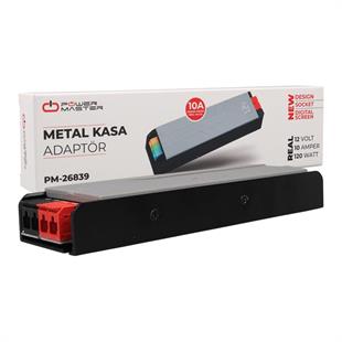 PowerMaster PM-26839 12 Volt 10 Amper 120 Watt Slim Metal Kasa Adaptör 189x51x27mm