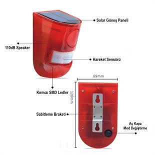 PowerMaster PM-26943 Sesli Hayvan Kovucu Alarm Cihazı Solar Panelli