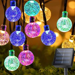 PowerMaster PM-29079 Solar Kristal Top Dekoratif Bahçe Lambası 5M Çok Renkli Animasyonlu Dış Mekan LED Işık Zinciri