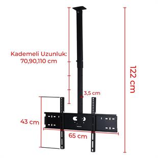 PowerMaster PM-32 Led/Lcd/Plazma 70-90-110 CM Dar Ağız 45 Derece Açılı Tavan TV Askı Aparatı