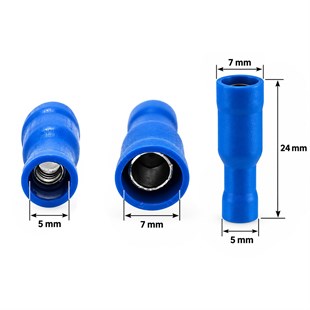 PowerMaster PM-39054 1,5-2,5MM2 Kesit 24x7x5mm Soket Mavi İzoleli Kablo Pabucu (100lü Paket)