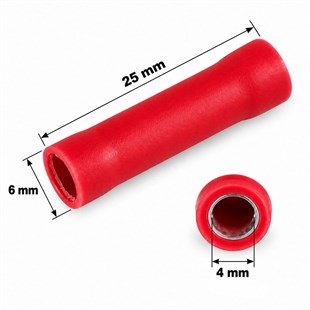 PowerMaster PM-39055 0,5-1,5mm2 Kesit 25x6x4mm Soket Kırmızı İzoleli Kablo Pabucu (100lü Paket)